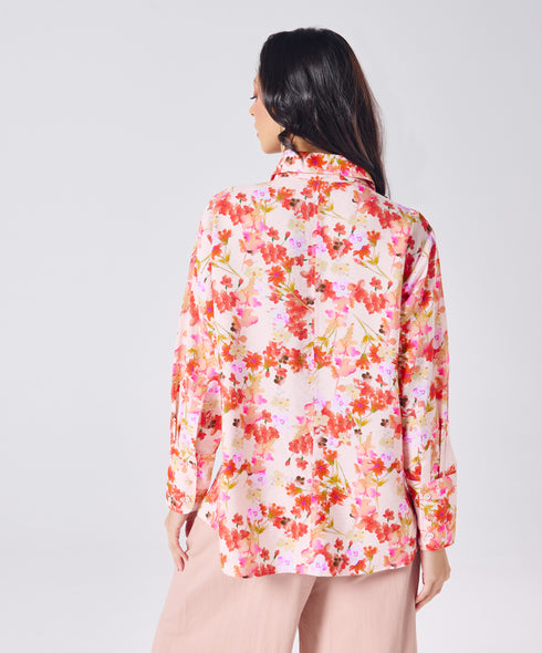 Oversized Orange Printed Shirt